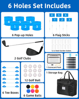 JIIFO Golf Game shows 6 foldable holes for versatile layouts