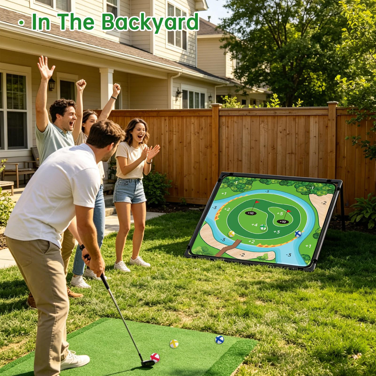 JIIFO ground stakes secure the mat on grass or dirt for stable play.