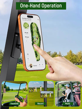 One hand snap-on mount for effortless golf rounds