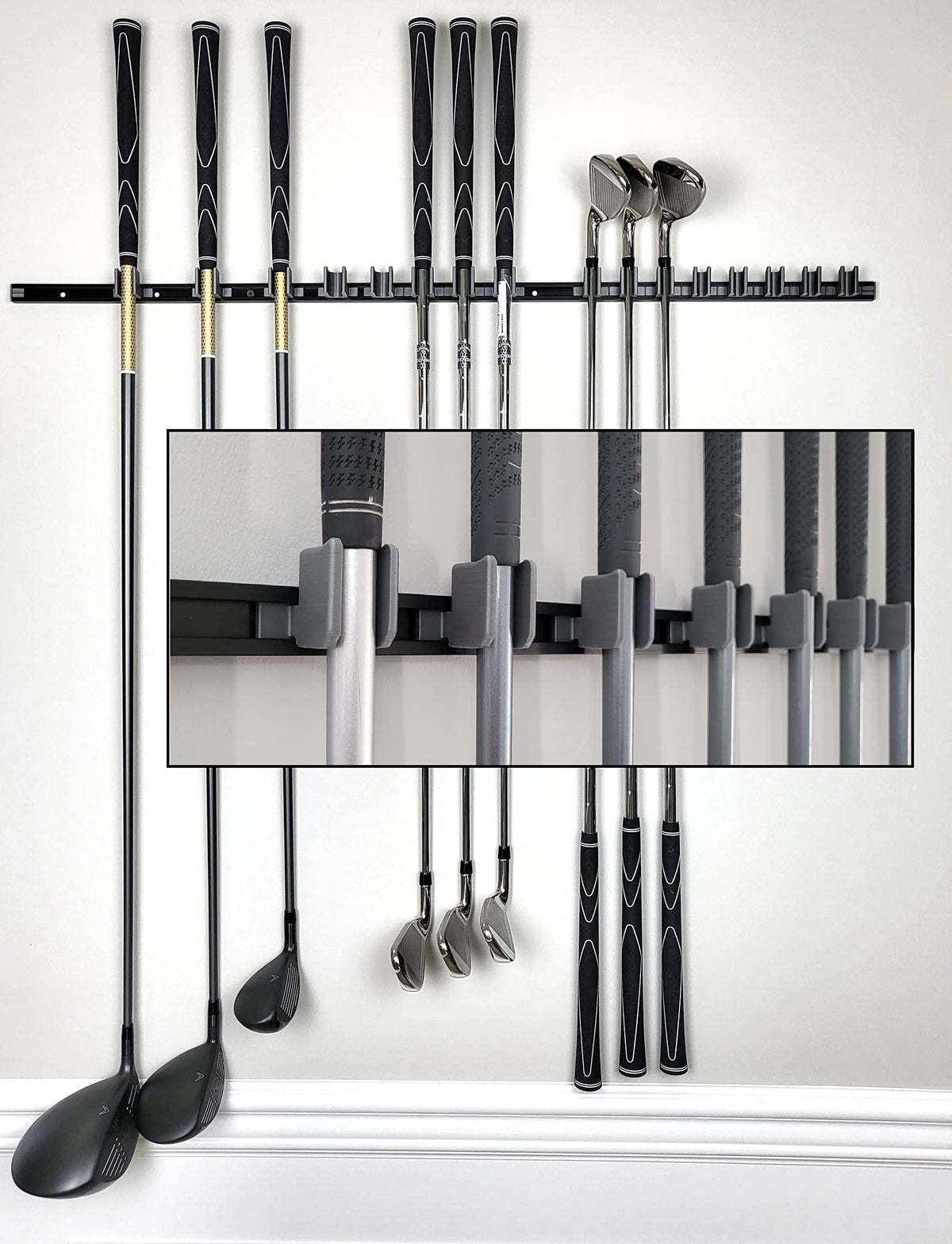 JINTECH golf club holder on wall display keeps clubs organized and accessible.