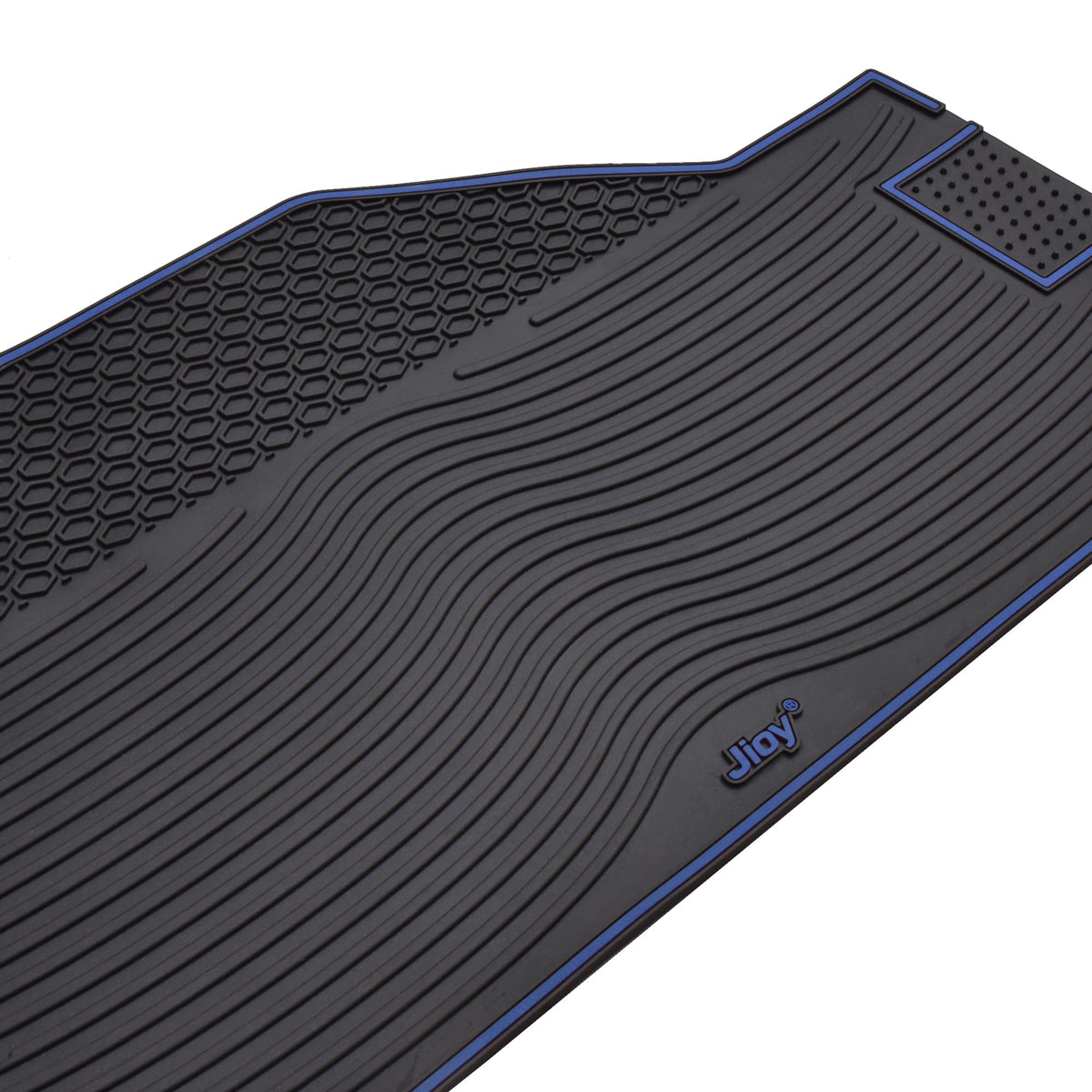 Jioy custom-fit floor mat for Evolution D5/D-Max with LeakuickTech drainage channels.