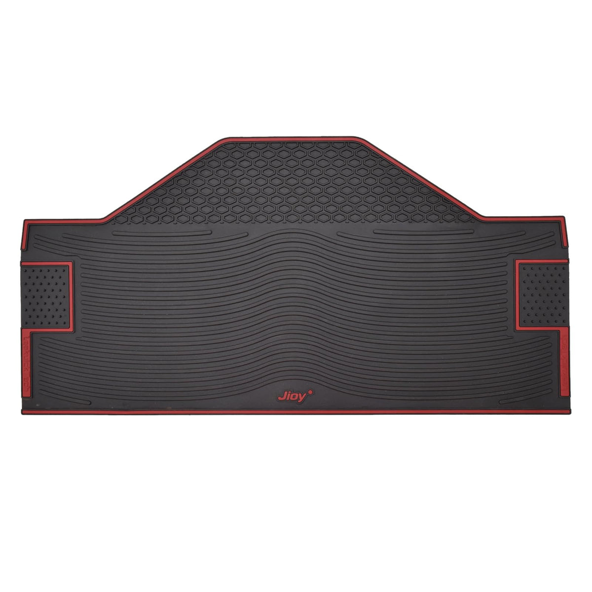 Jioy mat features matte black with red trim for a modern interior look.