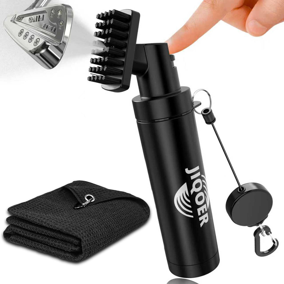 JIQOER golf cleaner bottle with 360° spray for leakproof on-course cleaning