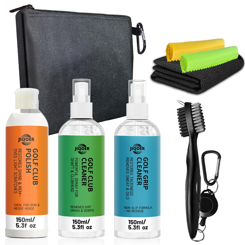 JIQOER Golf Club Cleaning Kit grip-cleaner refreshes grips for improved feel.