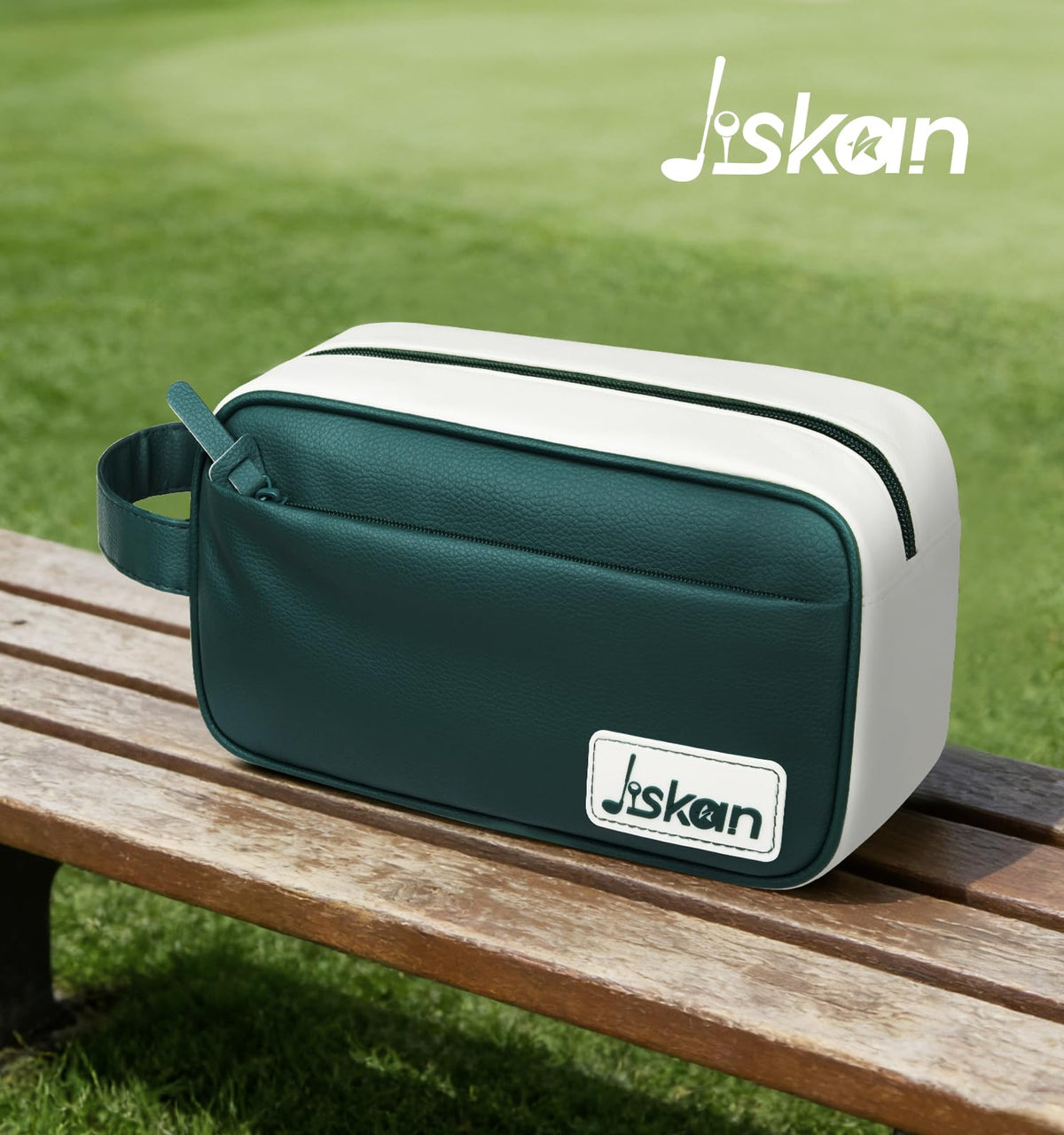 Jiskan Golf Pouch Bag uses premium materials with hand-stitched edging for durability.
