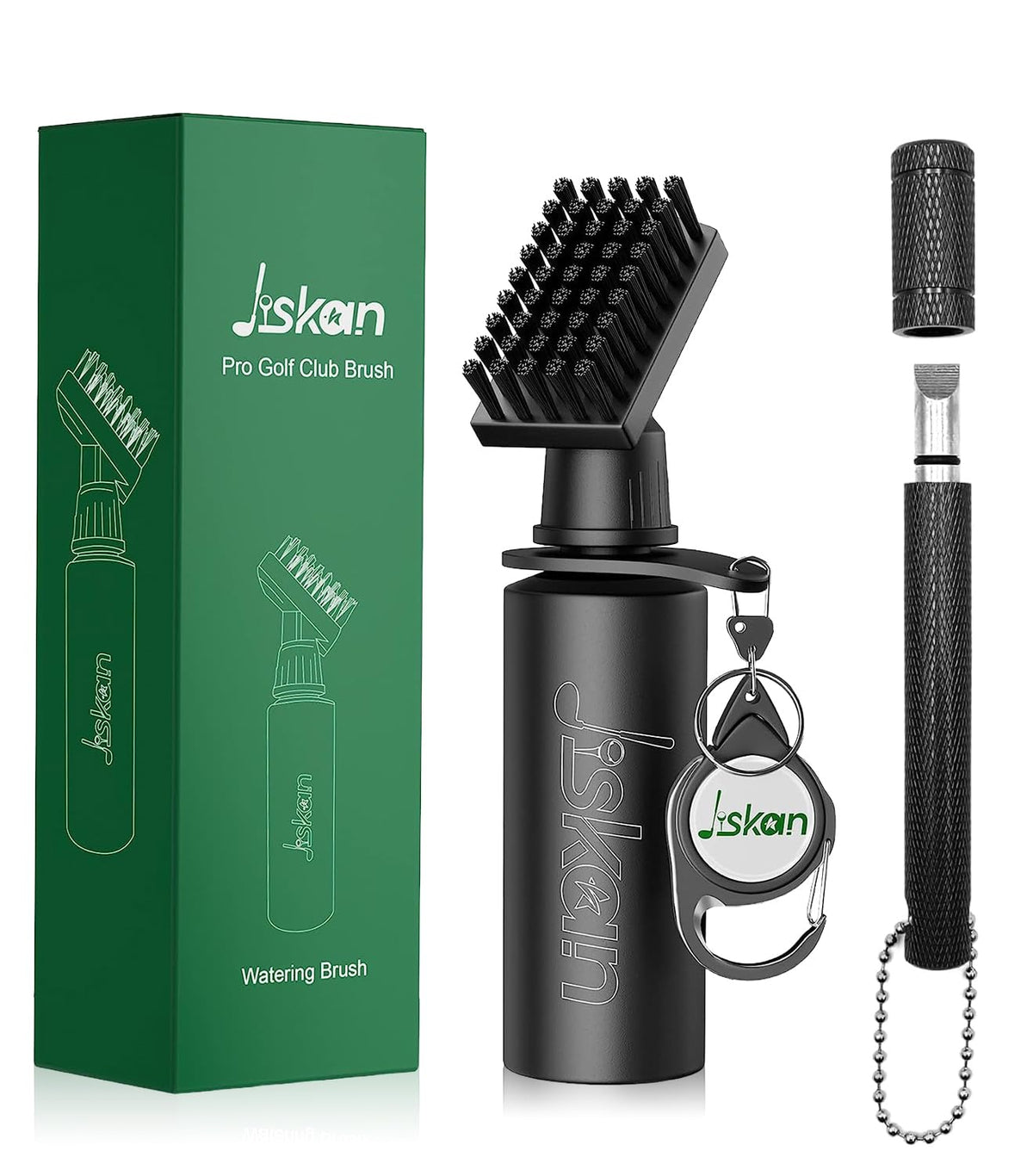 Jiskan Pro Golf Club Cleaner Brush with bottle cleans grooves for precision