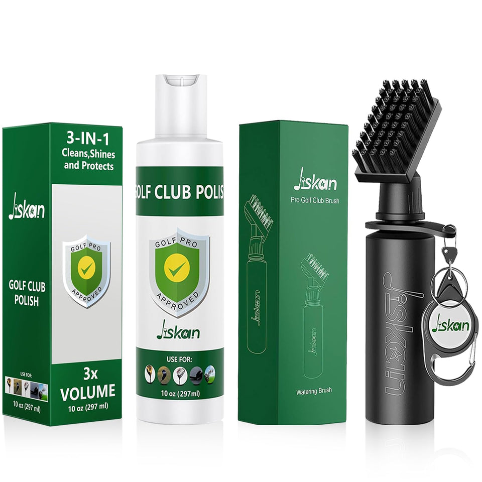 Jiskan Pro Golf Club Cleaning Kit bottle pour for quick polish application