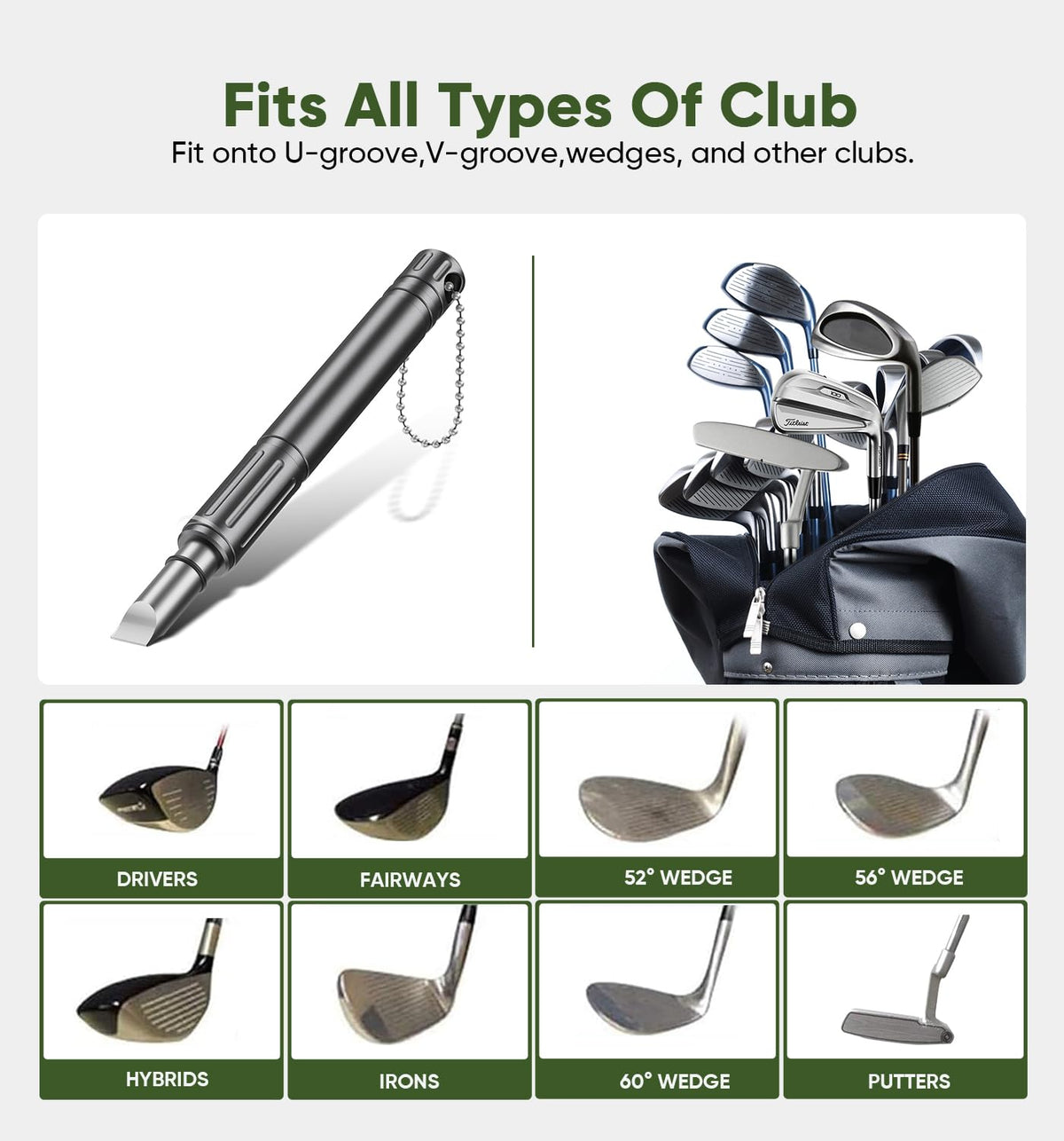 Jiskan Pro Universal Groove Sharpener demonstrates compatibility with wedge and iron grooves