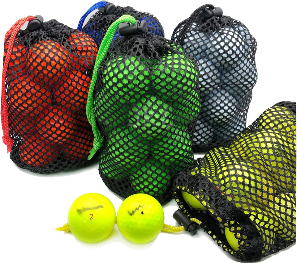 JKL red mesh golf bag shows color-coded kit organization