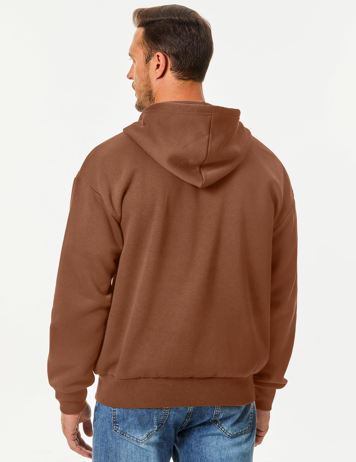 JMIERR mens full zip hoodie back view showing casual silhouette