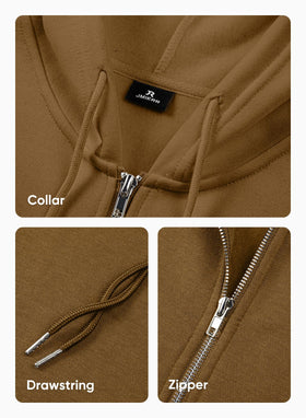 JMIERR size US40 M brown hoodie worn by model.
