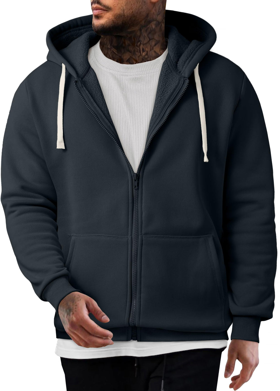 JMIERR men’s fleece zip hoodie front view for everyday casual wear