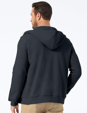 JMIERR fleece hoodie front pocket detail for convenient storage