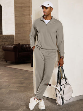 JMIERR men's twill joggers grey with elastic waist and pockets for easy lounging