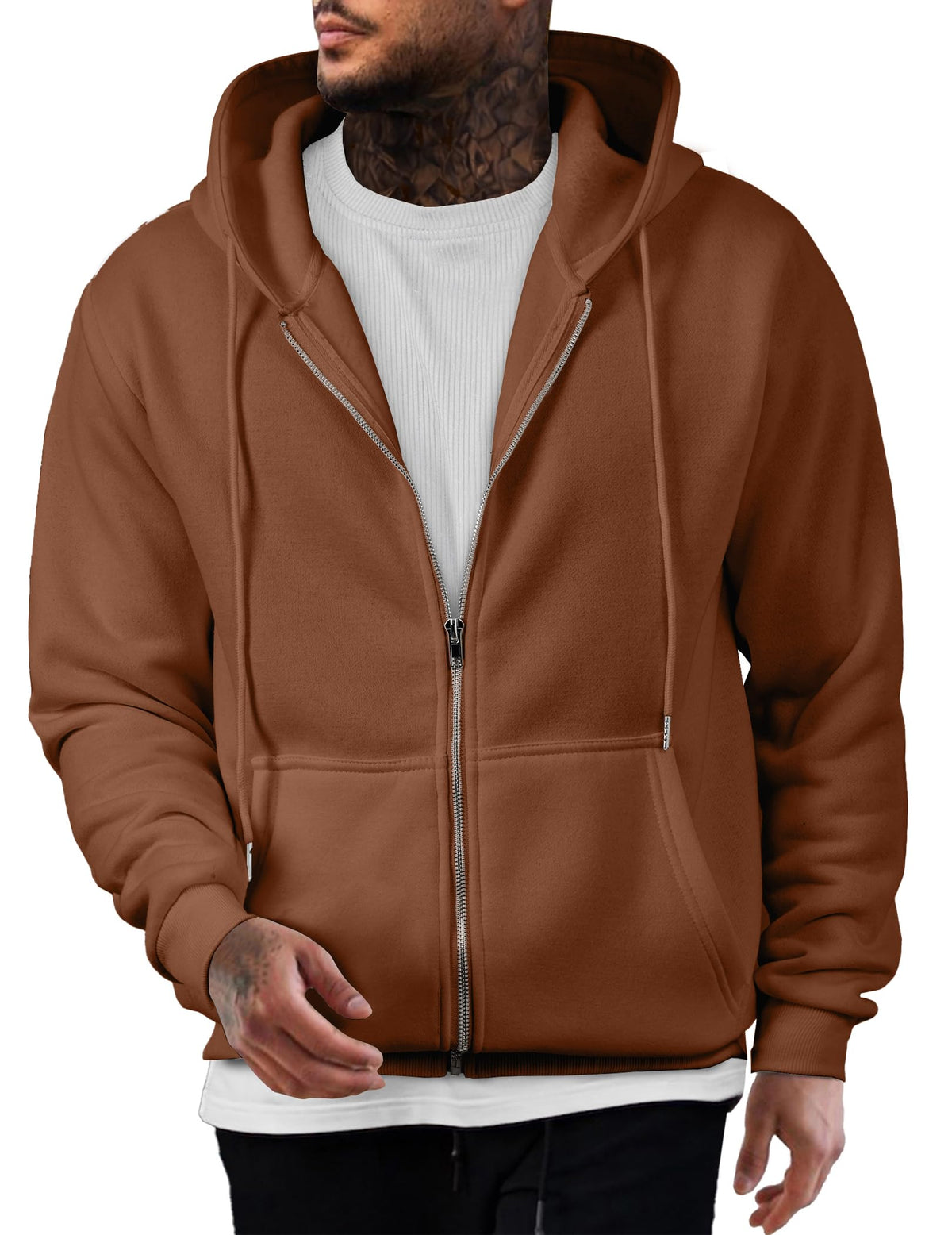 JMIERR men's cotton zip hoodie front view for casual daily wear.