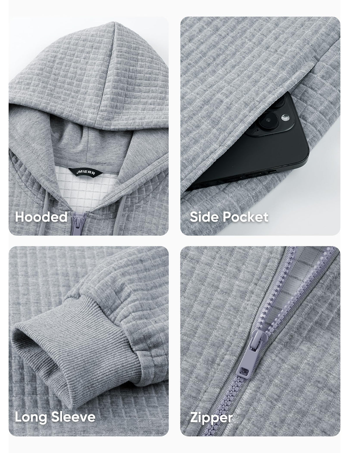 JMIERR fleece hoodie with straight hem for versatile layering
