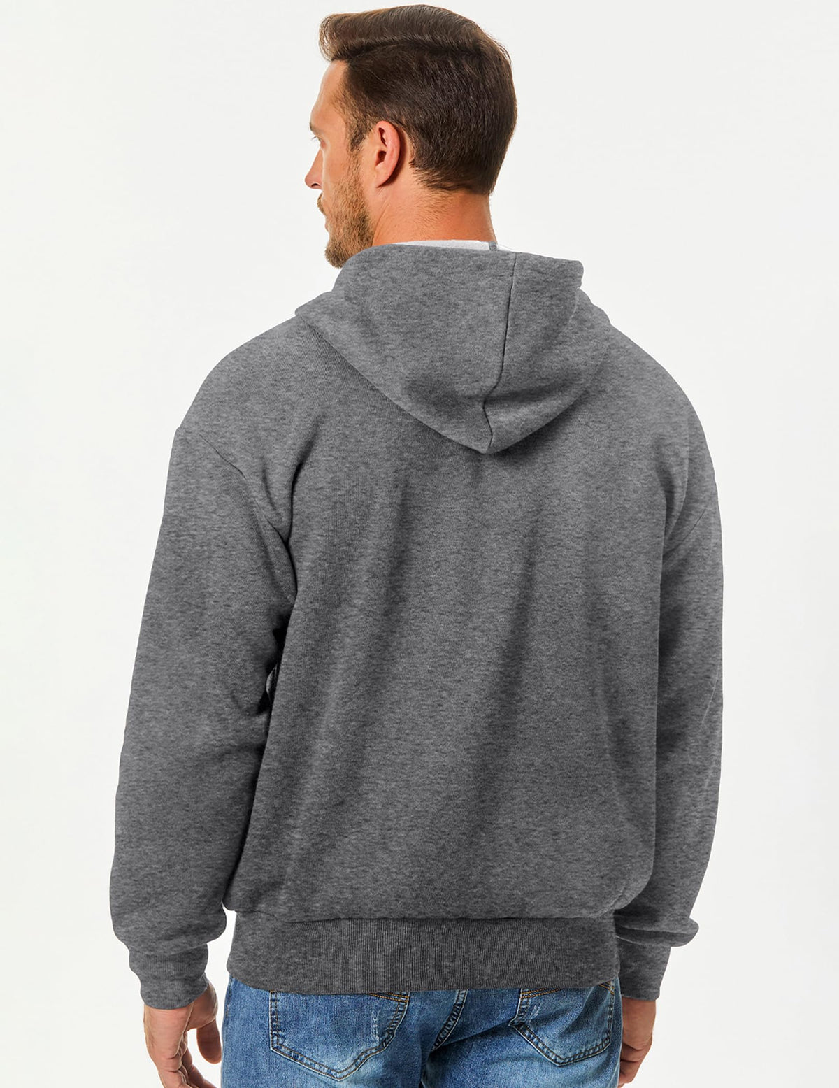 JMIERR grey hoodie showing front pockets for everyday use.