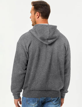 JMIERR grey hoodie showing front pockets for everyday use.