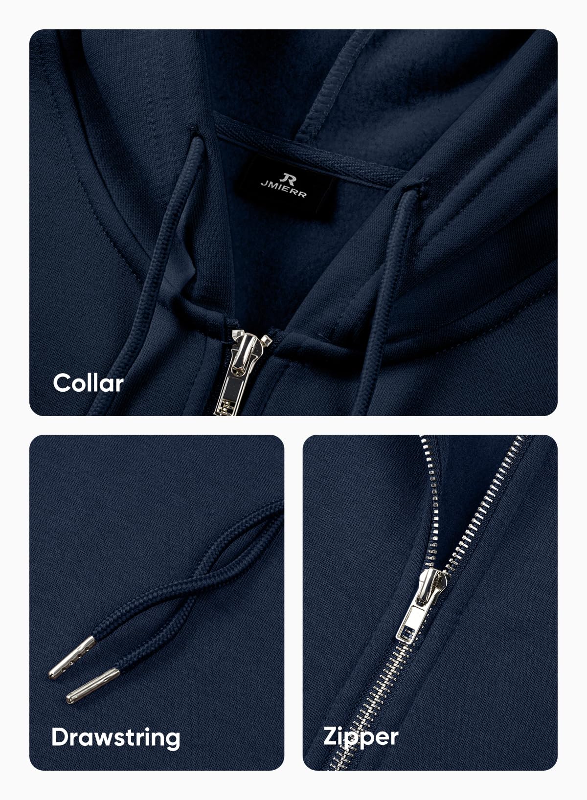 JMIERR Sail Blue hoodie all-season wear for lounging or travel.