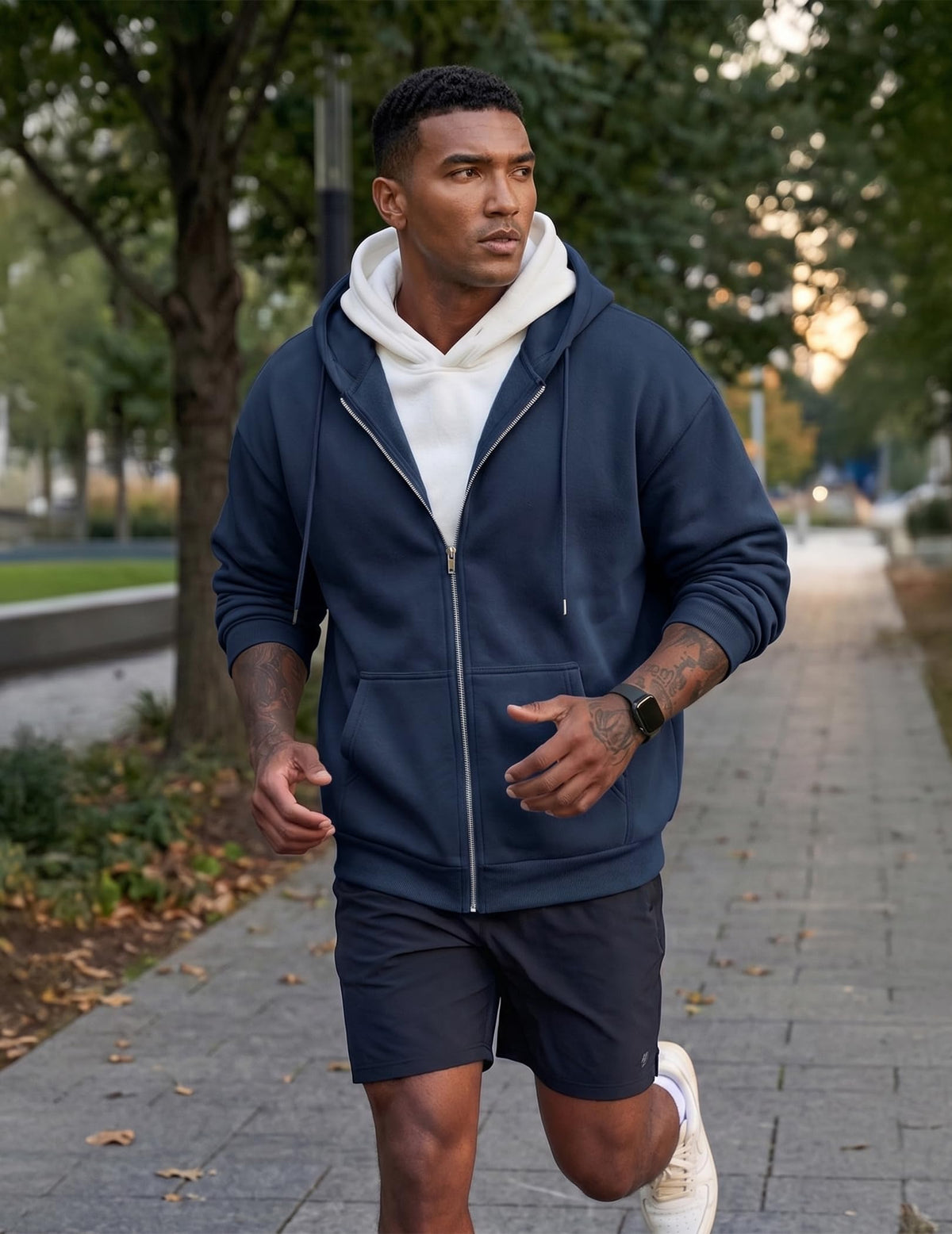 JMIERR hoodie Sail Blue hood detail for extra warmth.