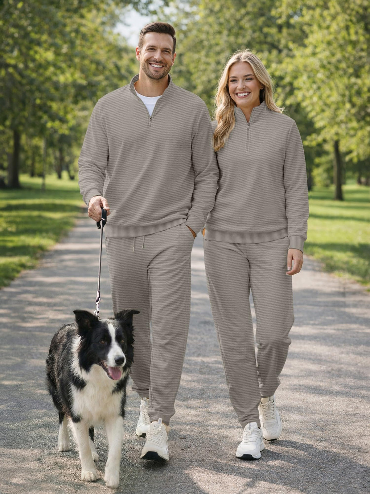 JMIERR two-piece twill loungewear set in grey for versatile styling
