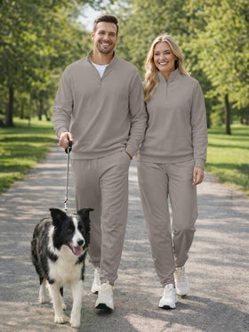 JMIERR two-piece twill loungewear set in grey for versatile styling