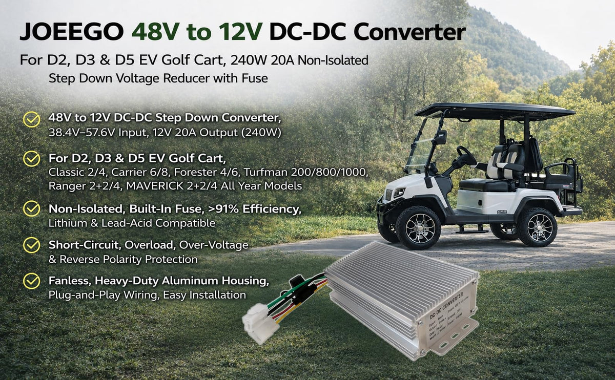 JoeeGO 12V output detail for stable golf cart power