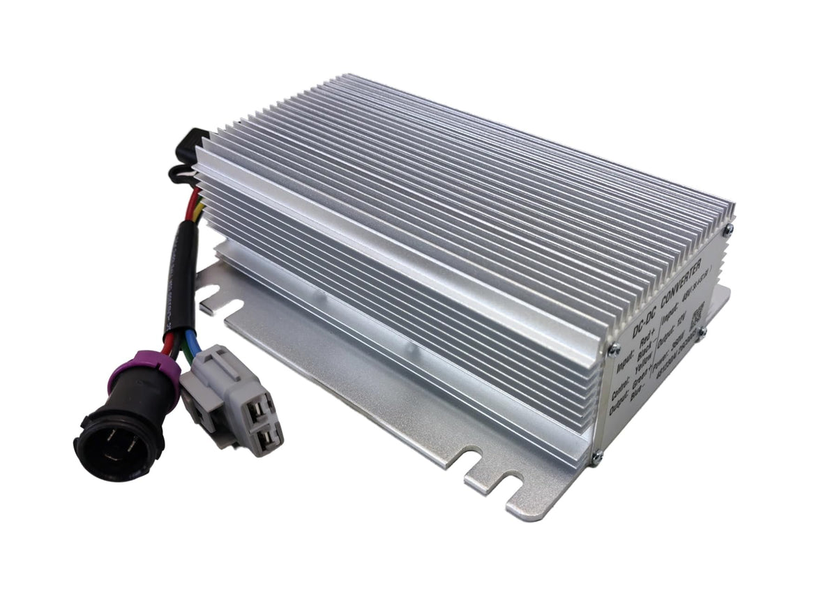 JOEEGO 48V to 12V DC-DC converter front view showing installation-friendly design.