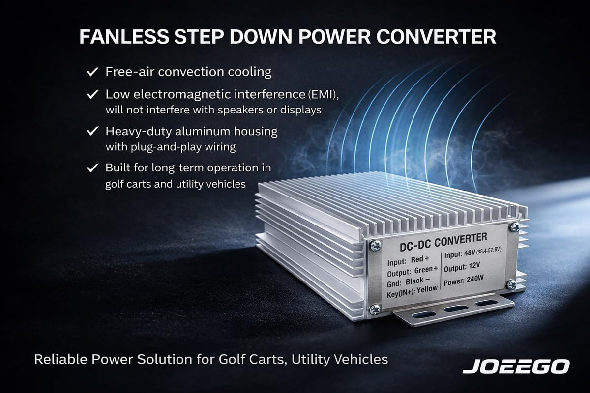 JoeeGO EV golf cart installation example for 48V to 12V power