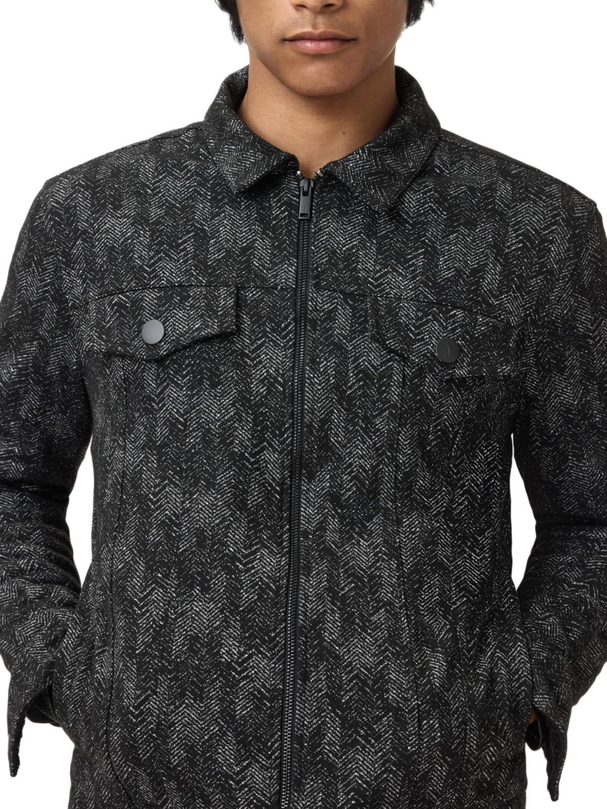 John Varvatos Hallet Trucker Black back view shows classic profile for timeless styling.