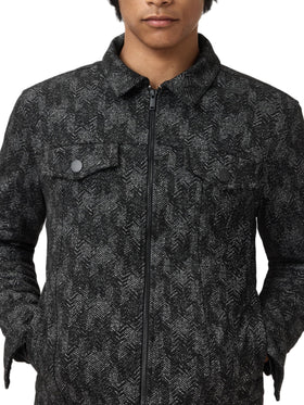 John Varvatos Hallet Trucker Black back view shows classic profile for timeless styling.
