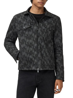John Varvatos Hallet Trucker Black front view showcases versatile everyday wear.