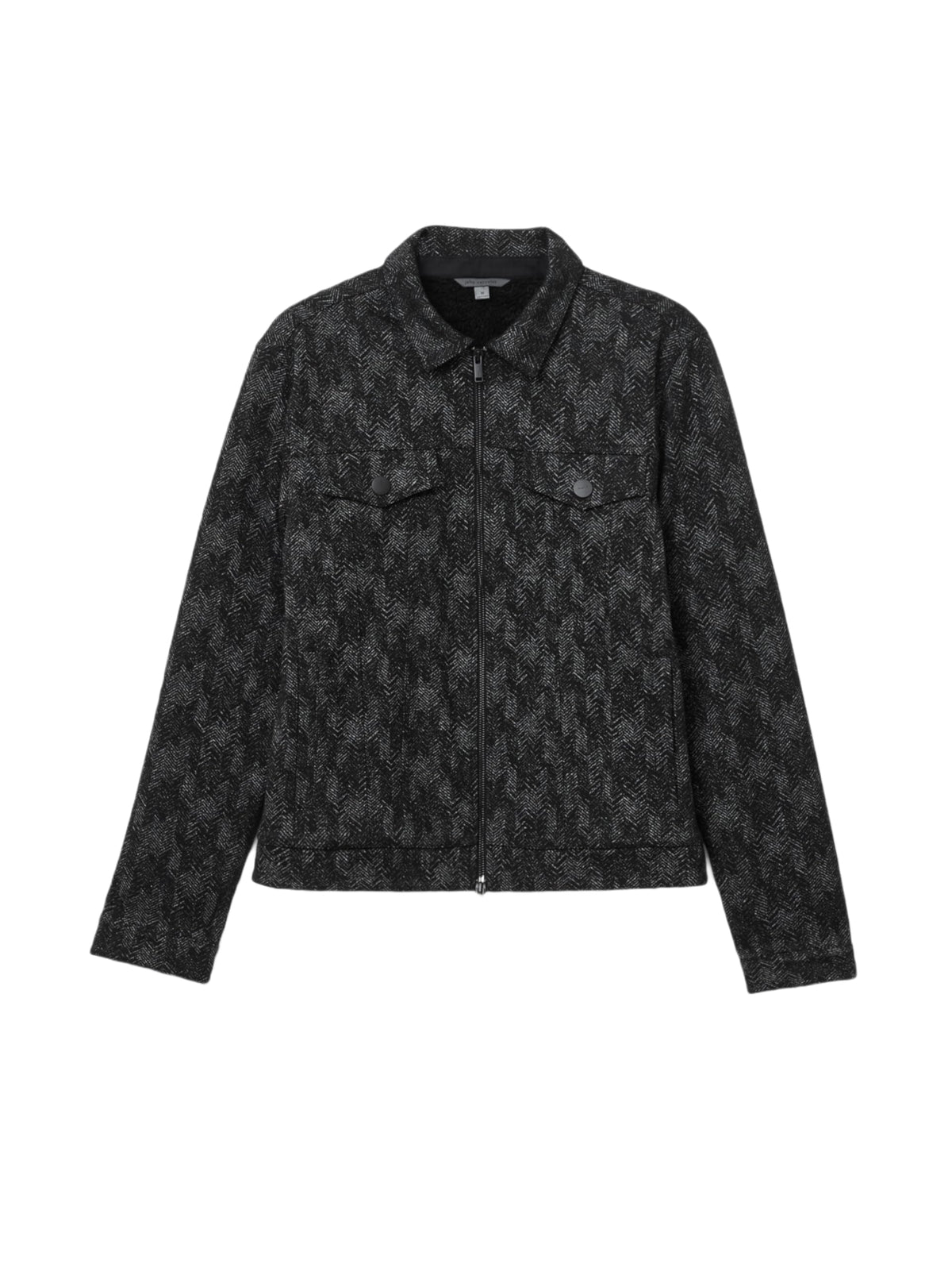 John Varvatos Hallet Trucker Black sleeve detail highlights premium craftsmanship.