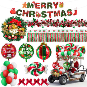 JolliLudo Christmas wreath on golf cart for vivid parade display