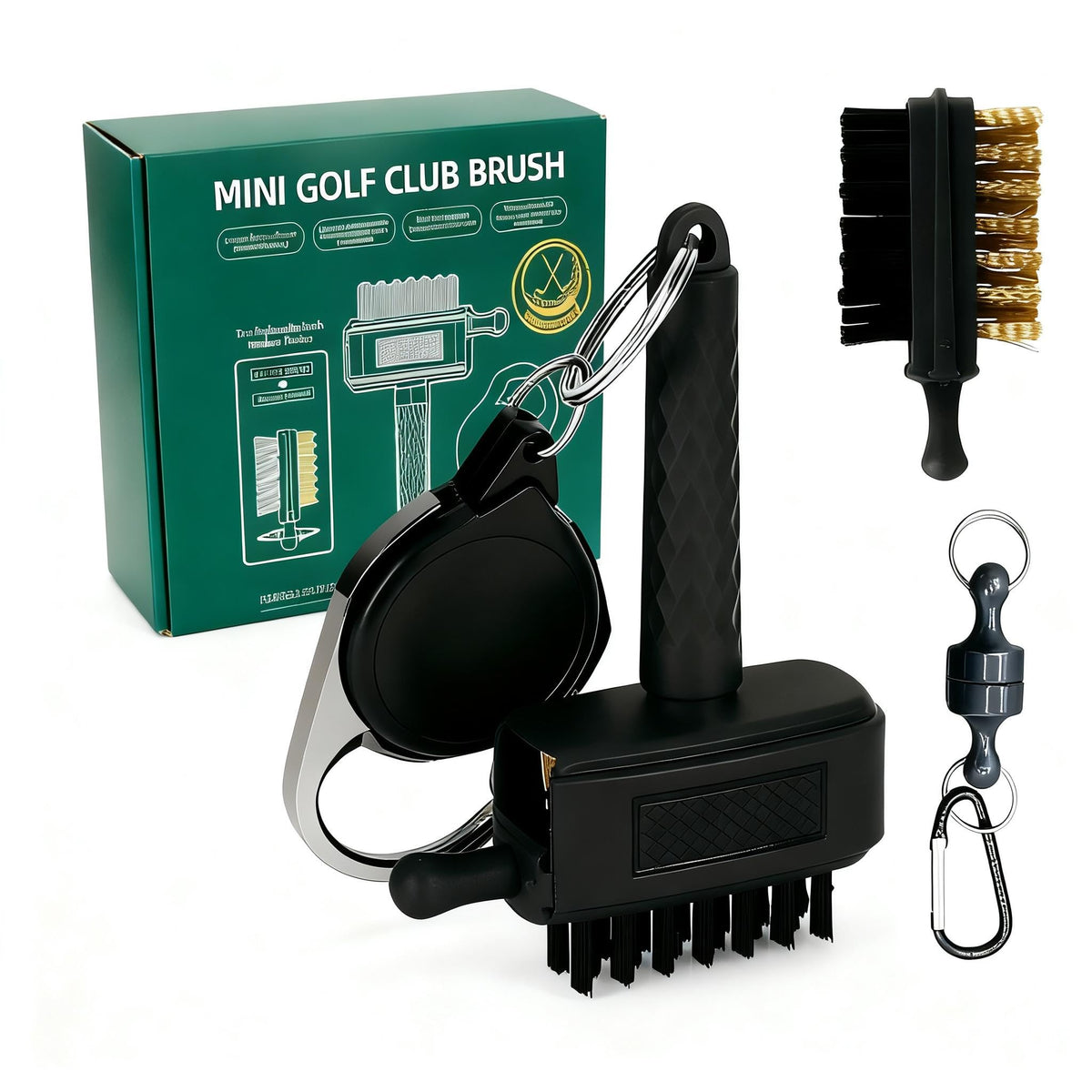 Joooones dual-sided nylon and rubber bristles clean grooves and refine clubfaces.