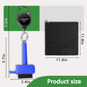 Joooones golf brush attached to bag using its clip for easy access.