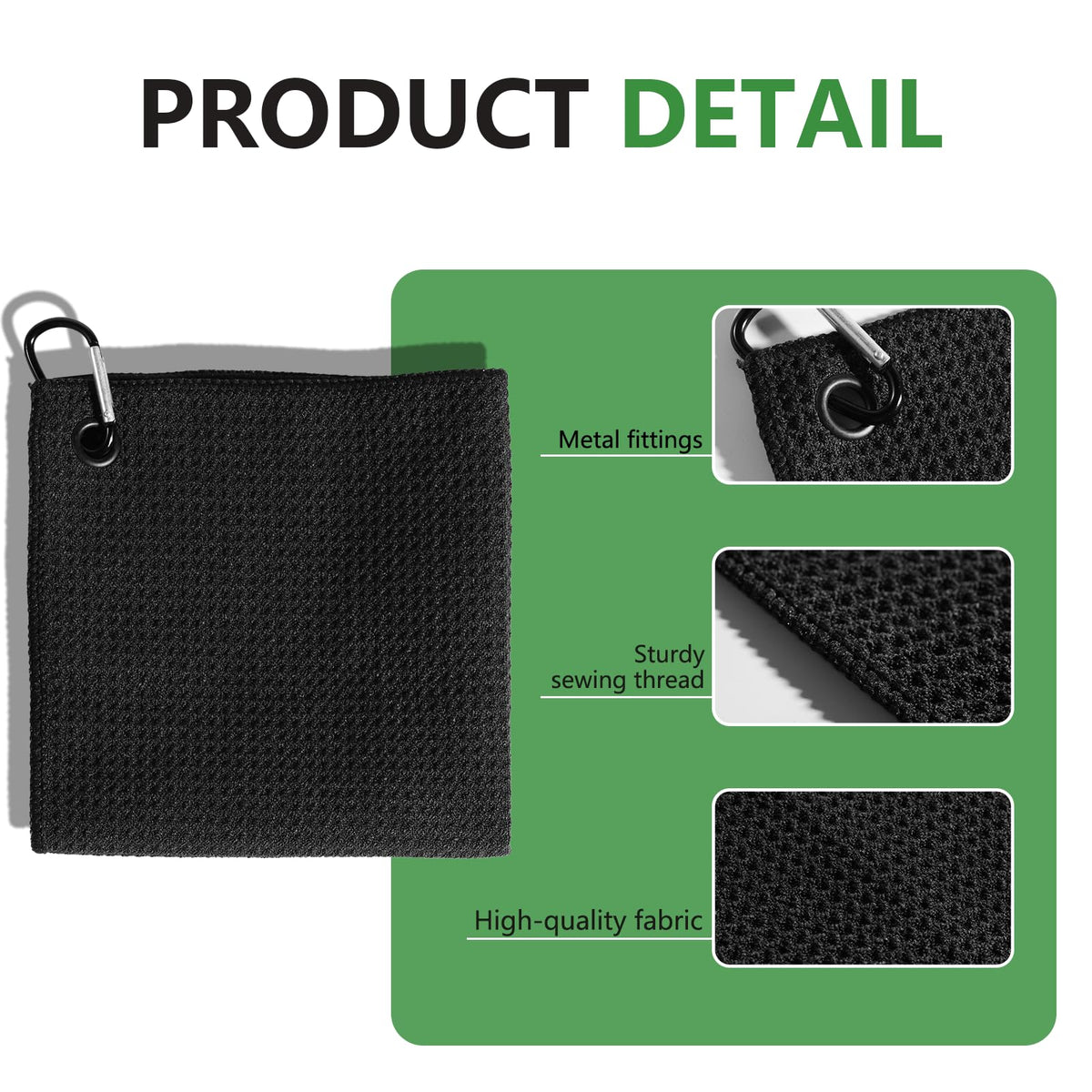Joooones microfiber towel absorbs moisture and dries hands on the course.