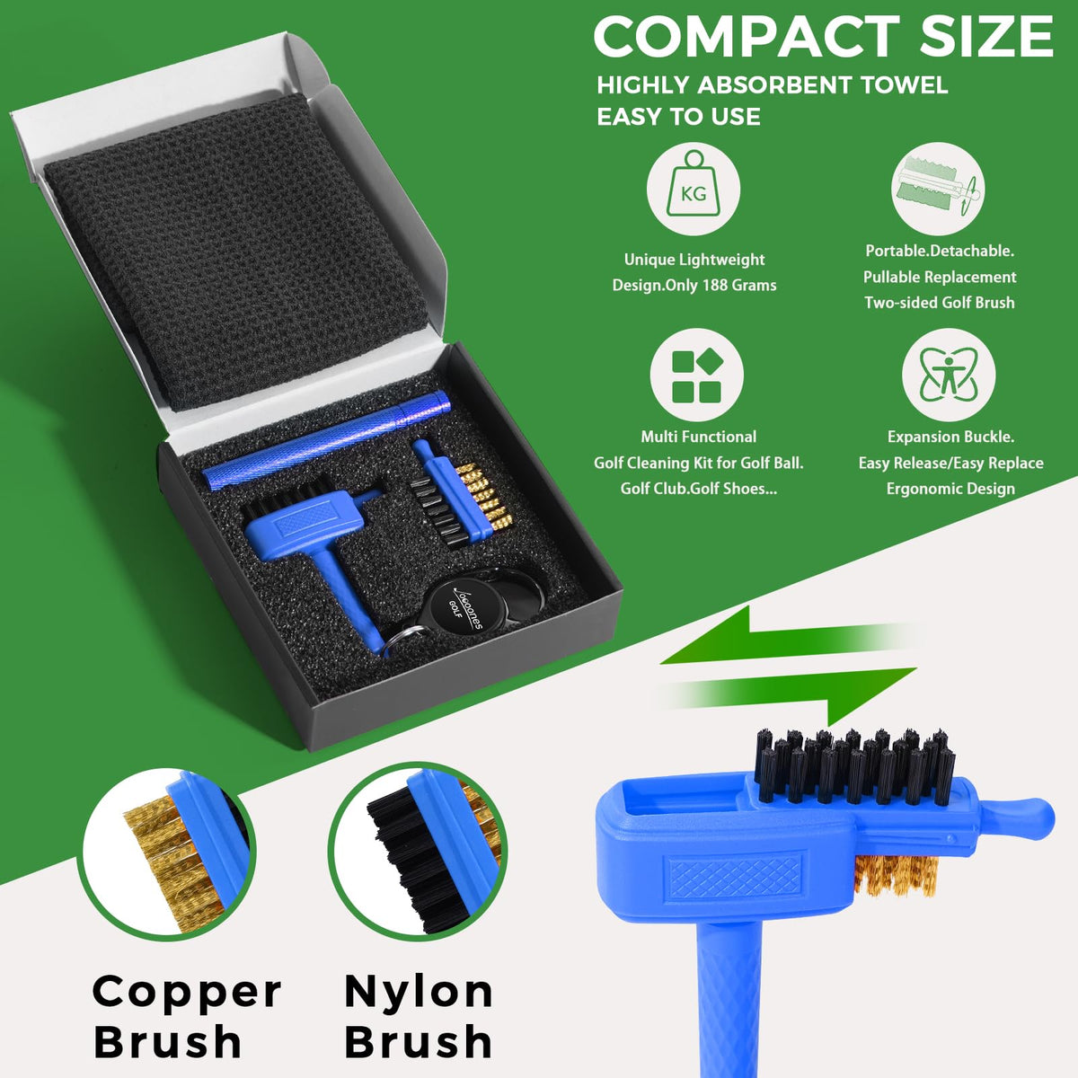 Retractable keychain keeps the Joooones cleaner within reach during rounds.
