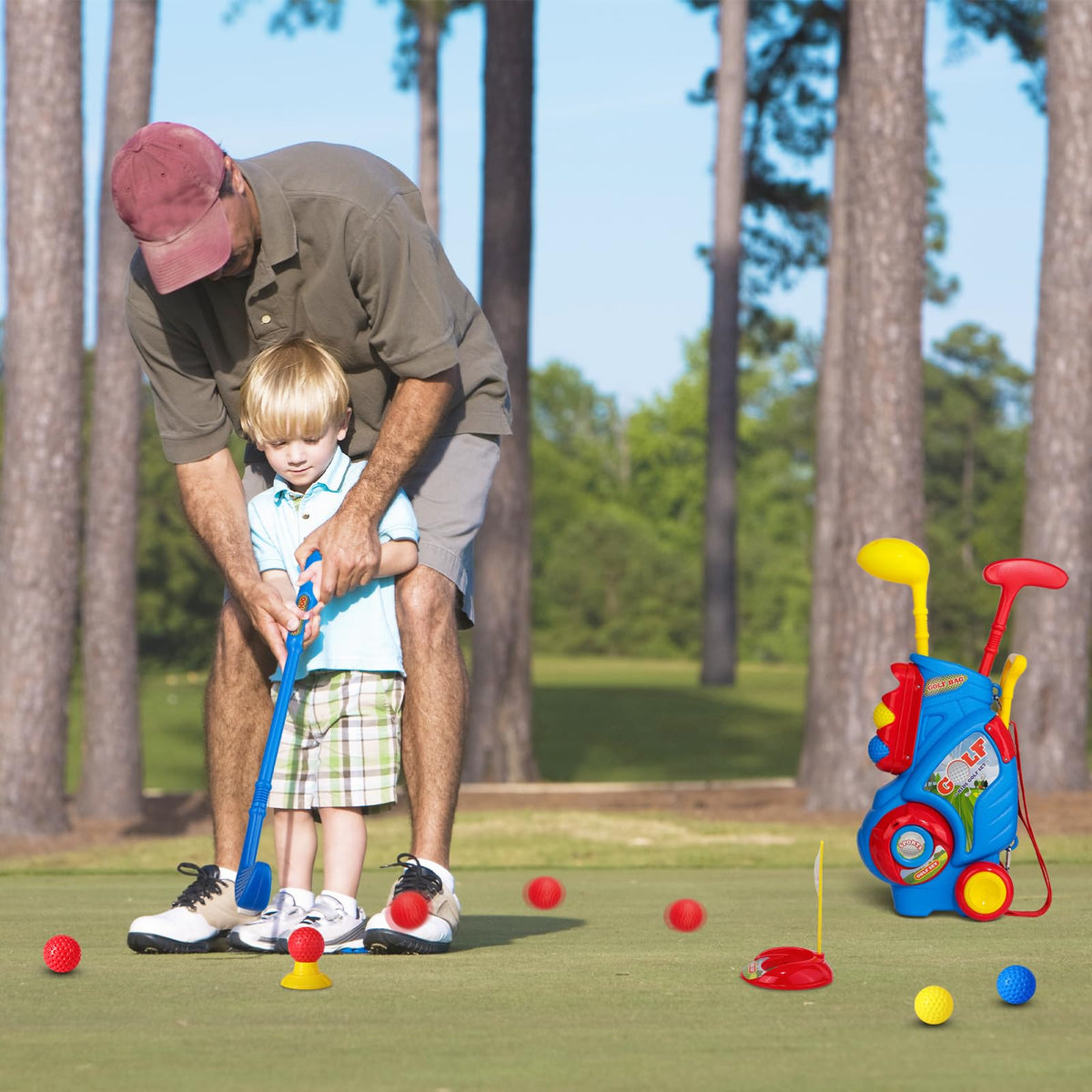 Jovizo eight balls and tees for safe, engaging target practice