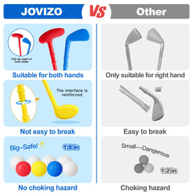 Jovizo three clubs including putter, wood, iron designed for small hands