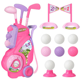 Jovizo toddler golf cart with retractable handle for easy pulling.