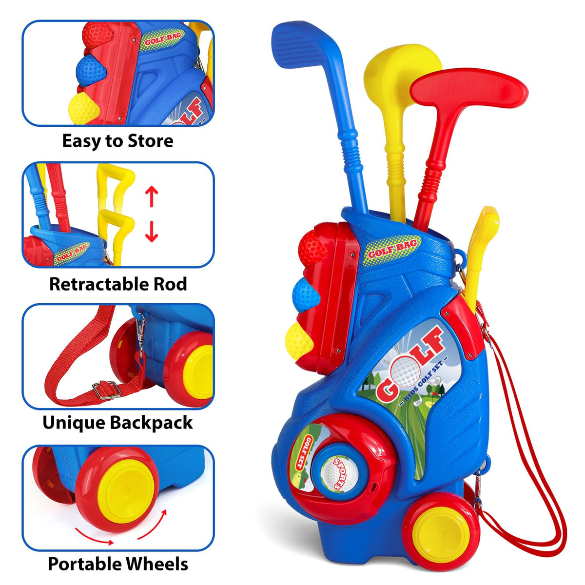 Jovizo toddler golf clubs arranged for easy assembly and early coordination