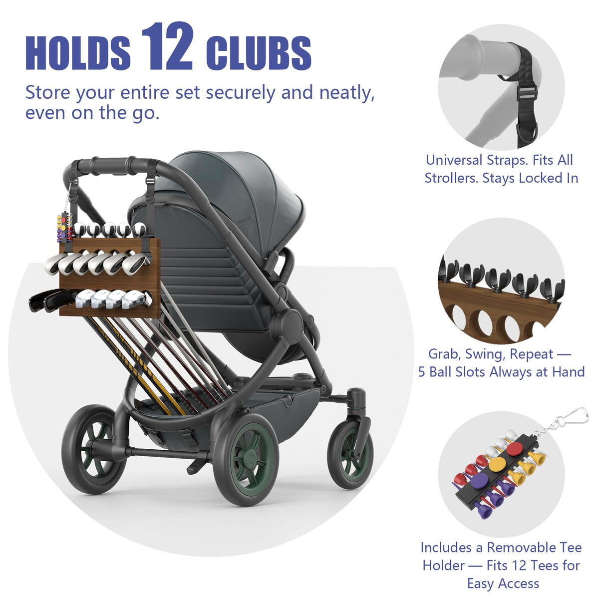 JOXPRING twelve-slot golf club holder keeps clubs organized