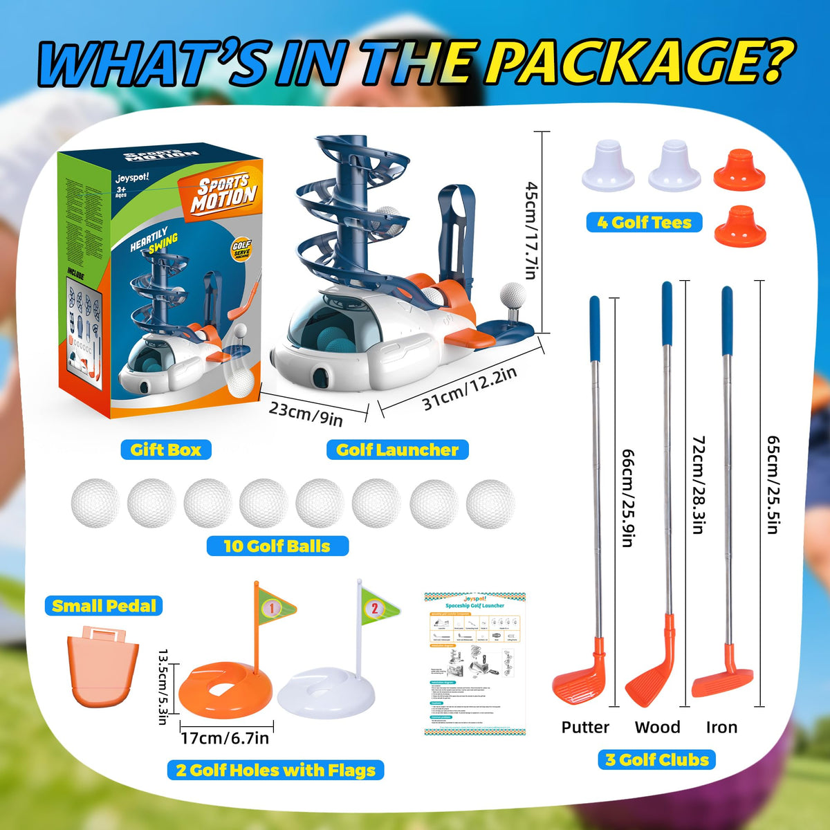 JOY SPOT! Kids golf club set iron supports accurate shots with adjustable length growth.