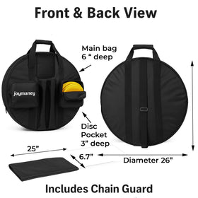 Joymaney carry bag front pockets organize discs and small accessories for easy rounds.