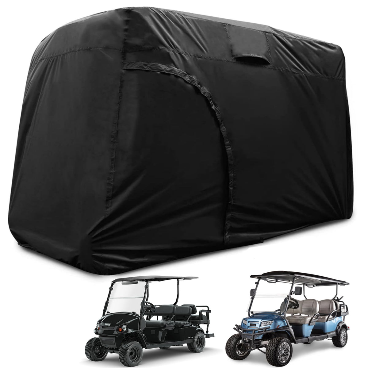 Joymo 6-passenger golf cart cover front view shields against rain and sun