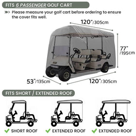 Joymo golf cart cover side view shows windproof design for secure outdoor use.