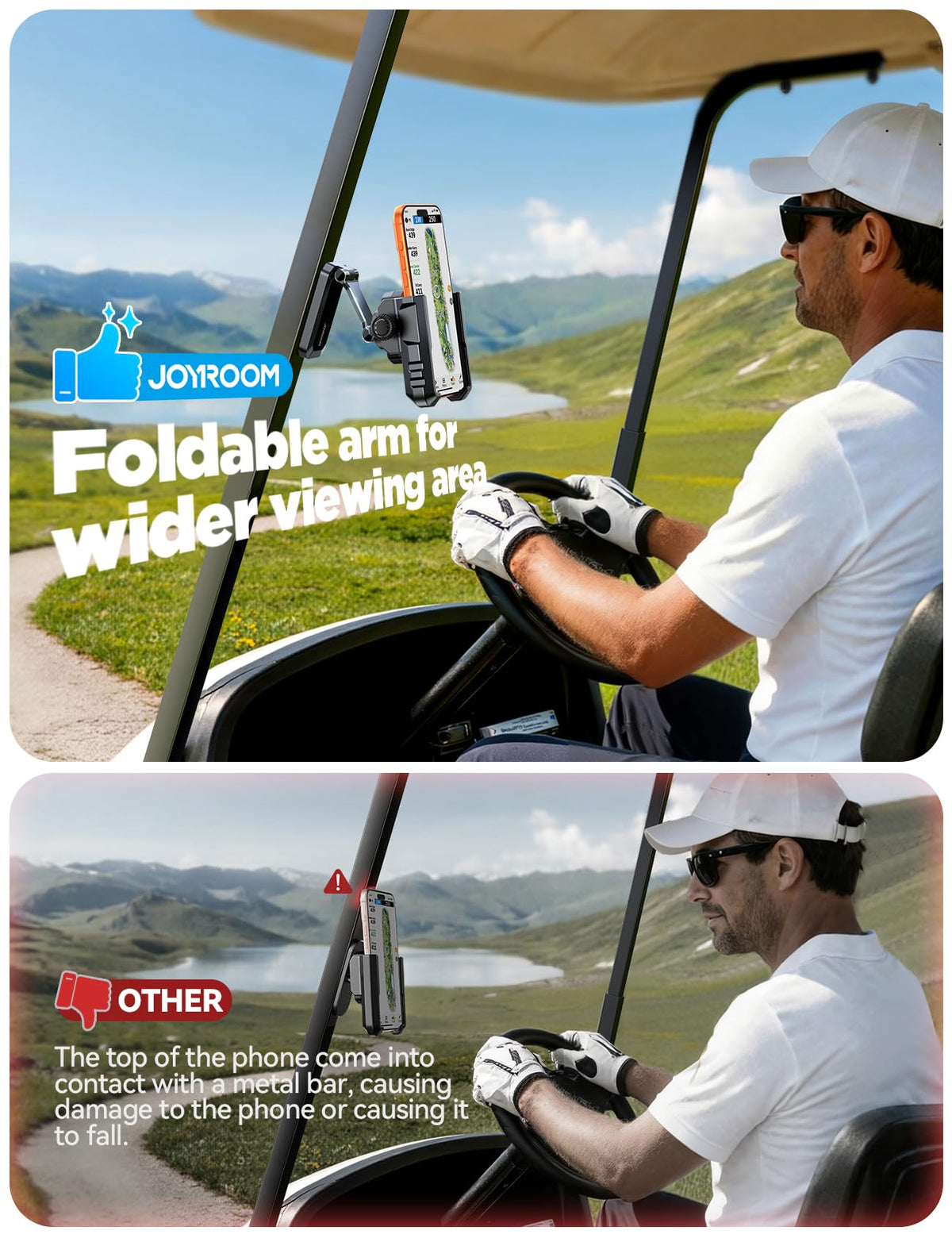 JOYROOM 360-degree rotating mount offers flexible viewing for GPS and tutorials.