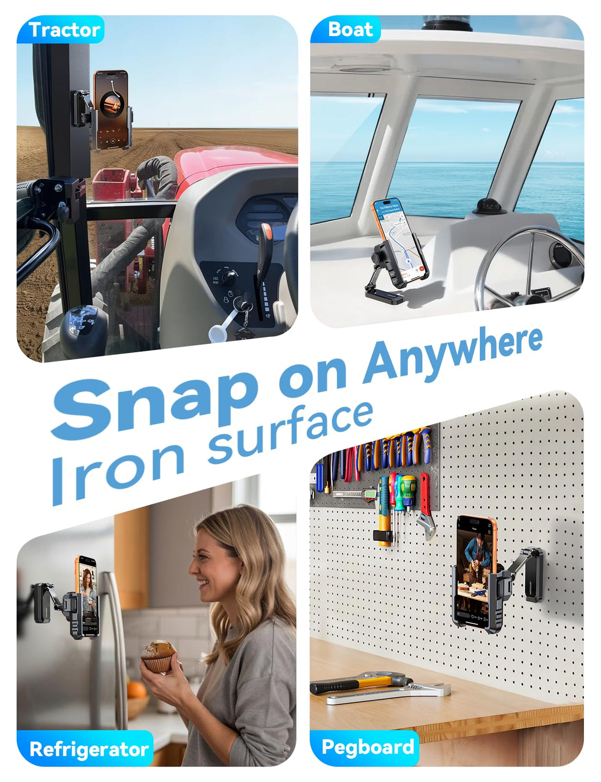 JOYROOM Upgraded Double-Fold Golf Cart Phone Holder offers wide compatibility across most devices on the go.