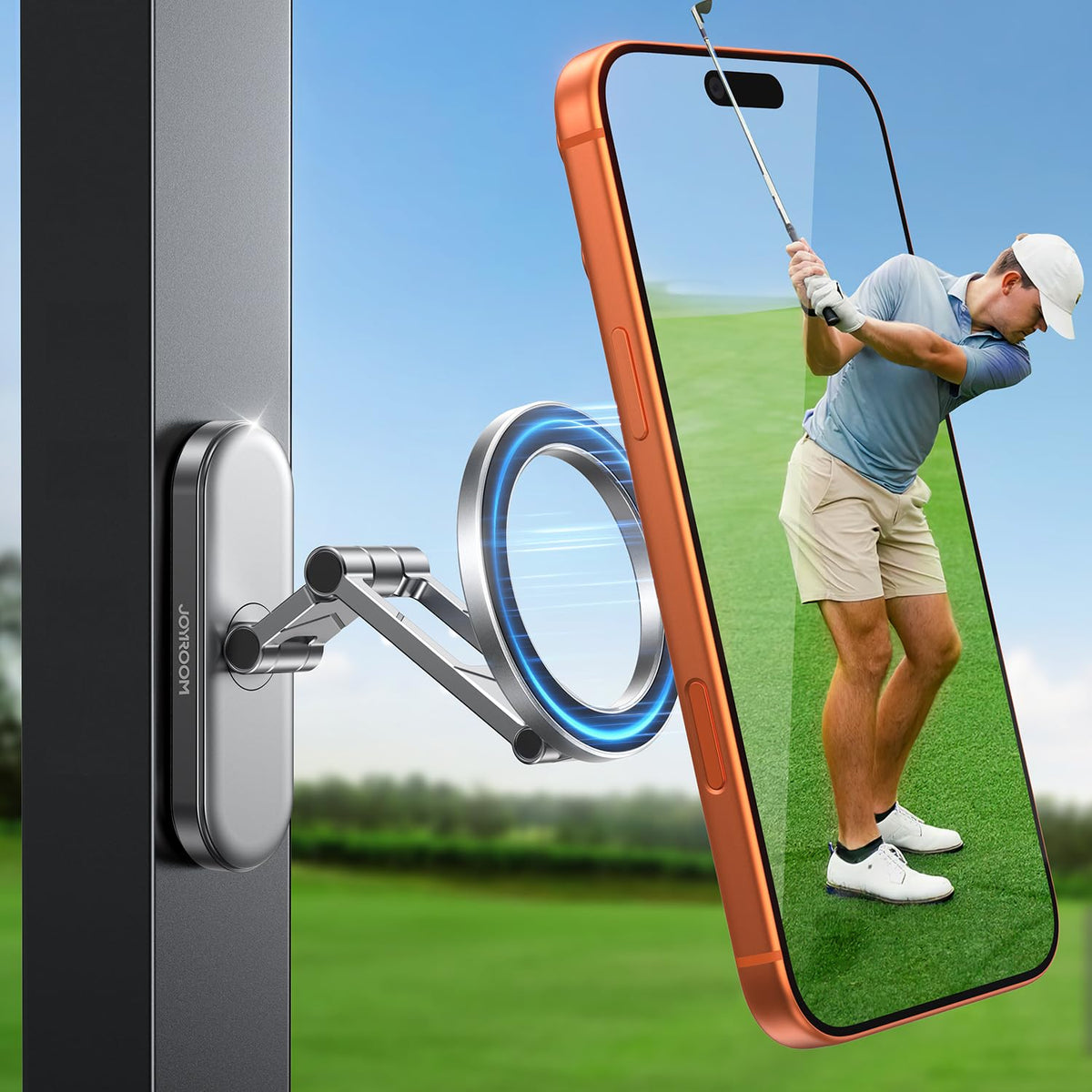 JOYROOM upgraded magnetic golf cart holder with tri-fold stability on the dash.